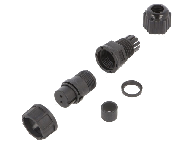 Connector: rond; stekker; maat B; vrouwelijk; PIN: 2; 5A; IP67; recht Connector: rond; stekker; maat B; vrouwelijk; PIN: 2; 5A; IP67; recht